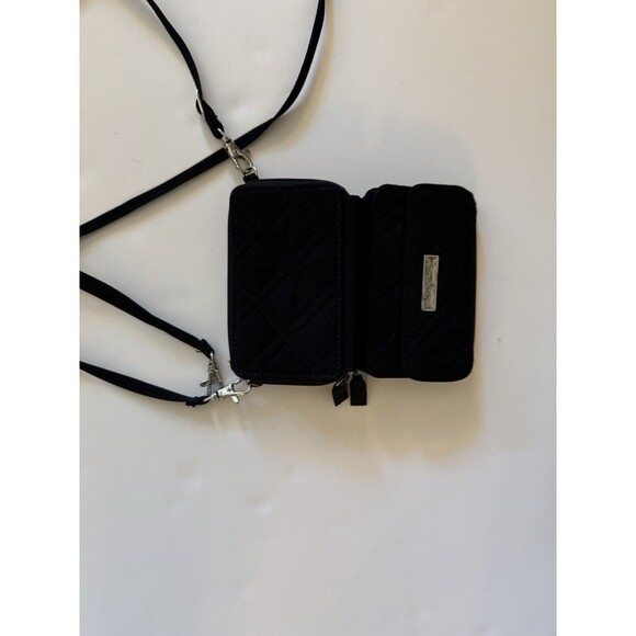 Vera Bradley 3 In 1 Crossbody Wristlet Wallet Quilted Black Shoulder Strap - Picture 3 of 8